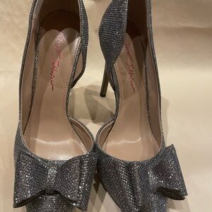 Betsey Johnson Sparkling Heels with Bow - Silver